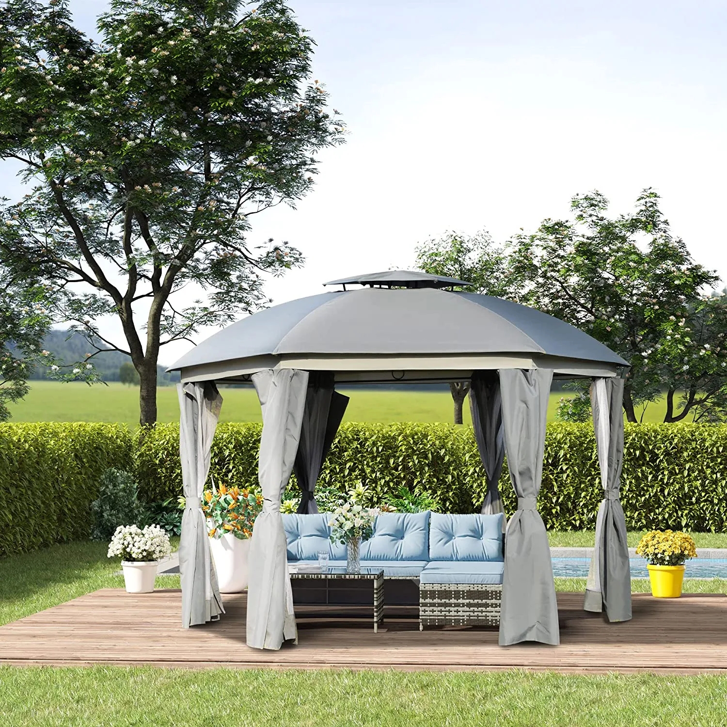 gray Oxford waterproof and durable, suitable for outdoor courtyard garden, awnings gazebo canopy top-5.jpg